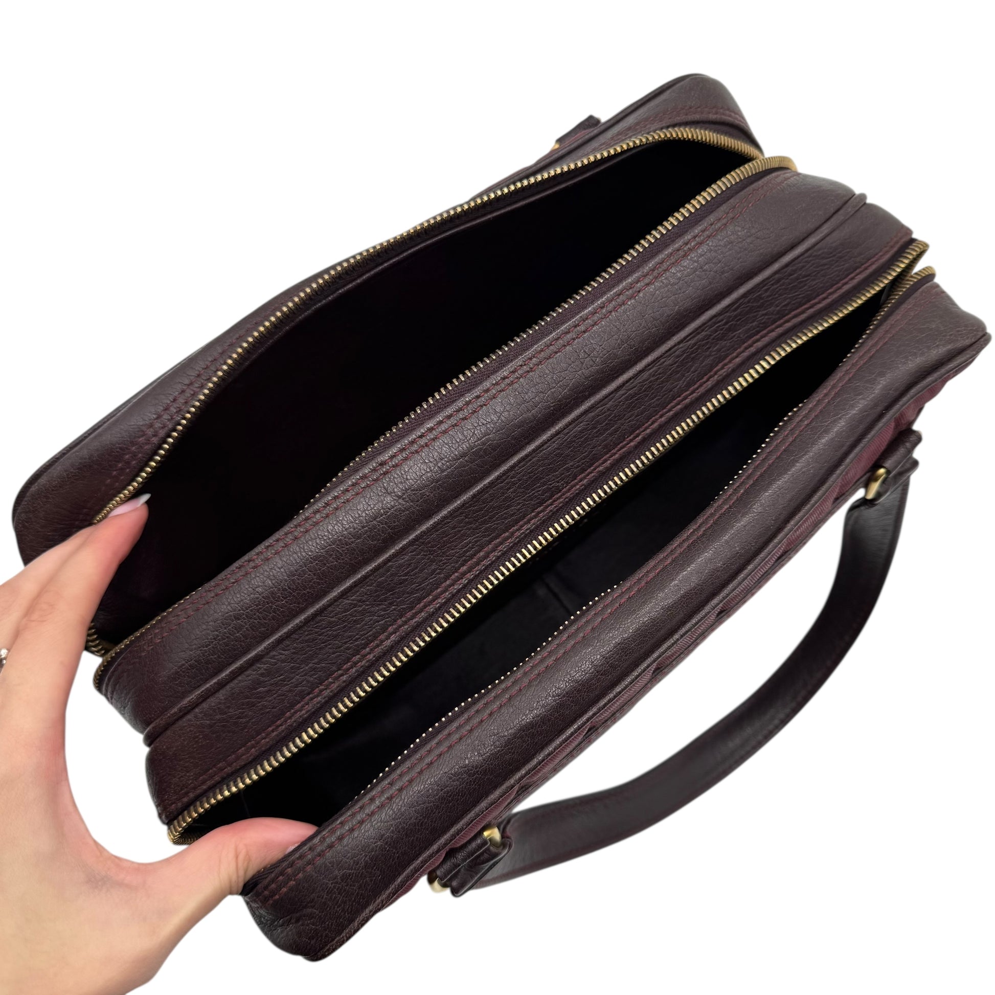 Chanel Burgundy Chocolate Bar Quilted Canvas & Leather Bowler Bag 2002-2003 - Outfit Repeater