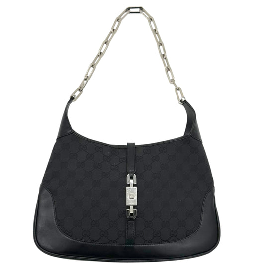 Gucci Black Monogram Chain Strap Jackie Shoulder Bag