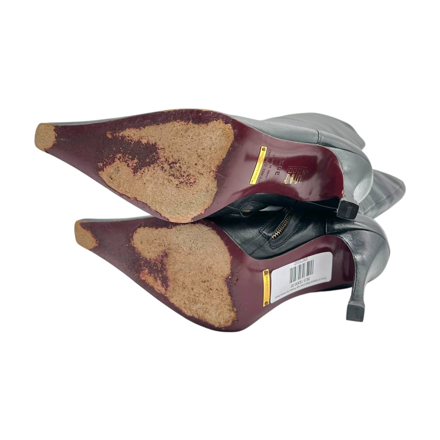 Dolce & Gabbana Black Knee High Pointed Toe Heeled Boots