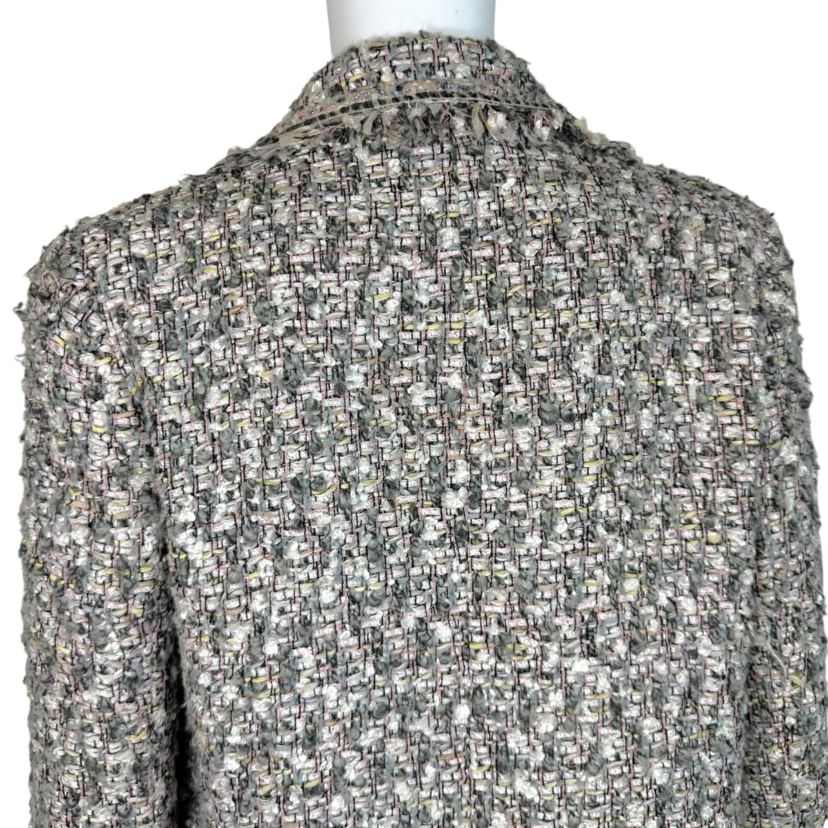 Chanel Tweed Blazer Jacket Pink Gray Sequin Trim