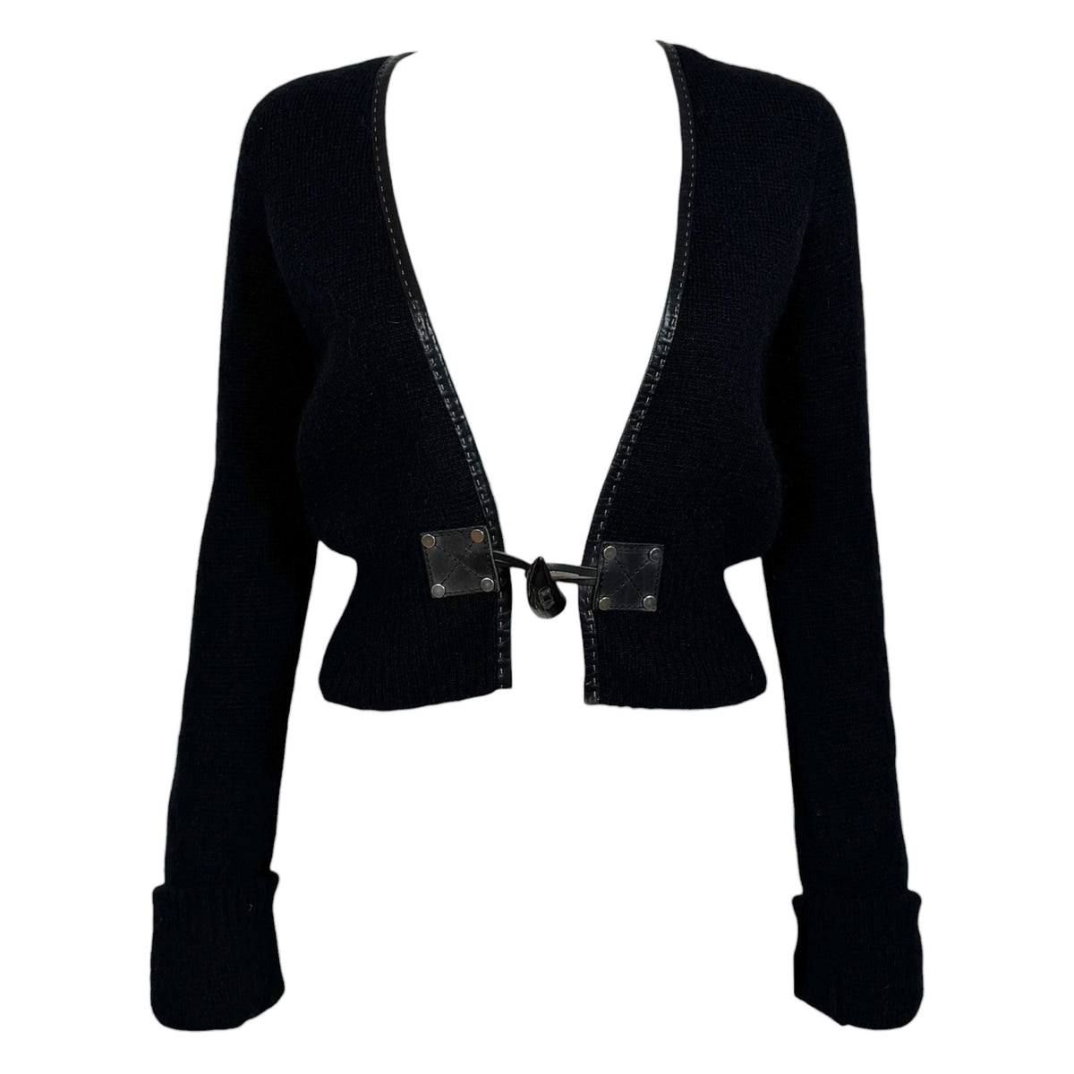 Dsqaured2 Black Wool & Leather Toggle Cardigan