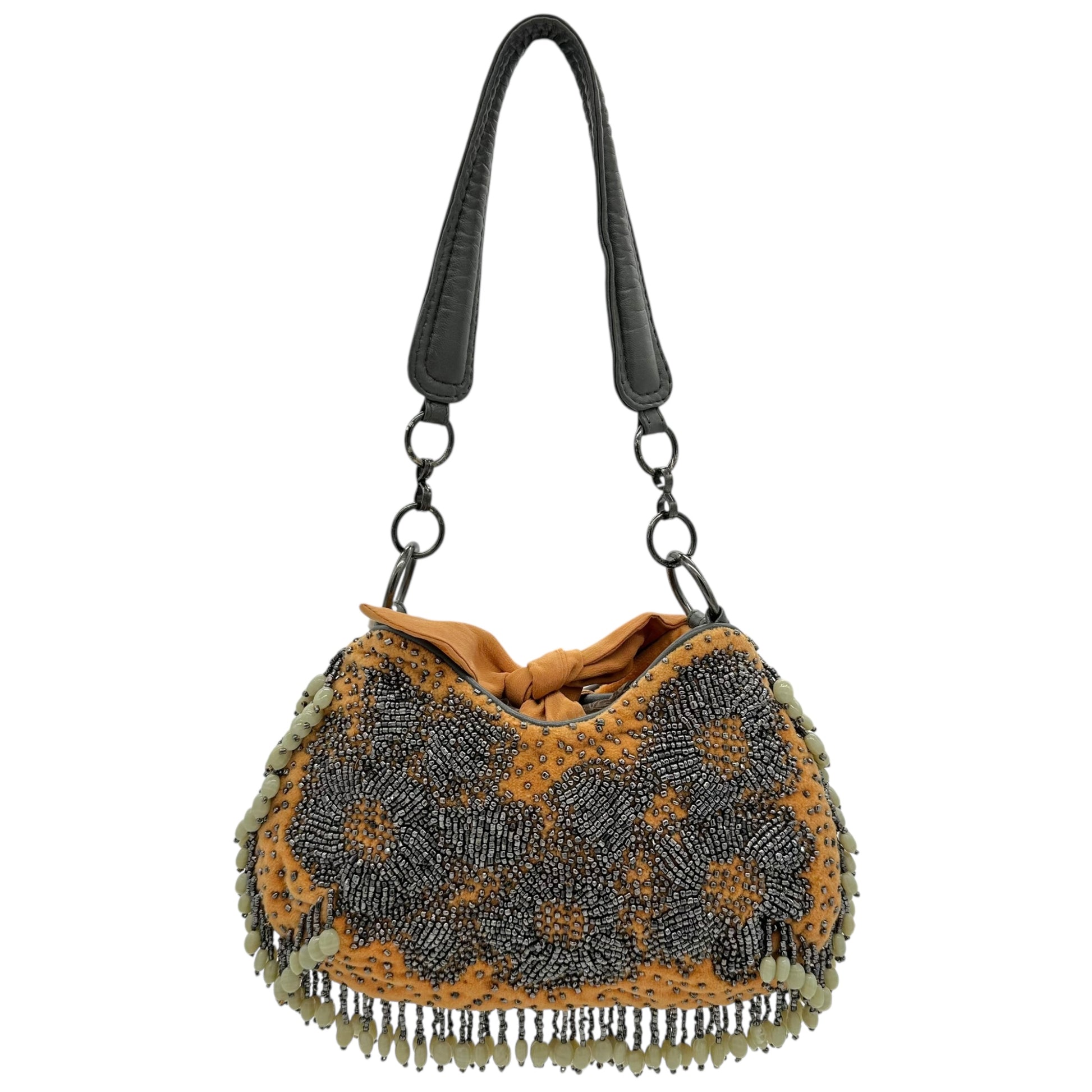Jamin Puech Orange & Gray Beaded Fringe Shoulder Bag - Outfit Repeater