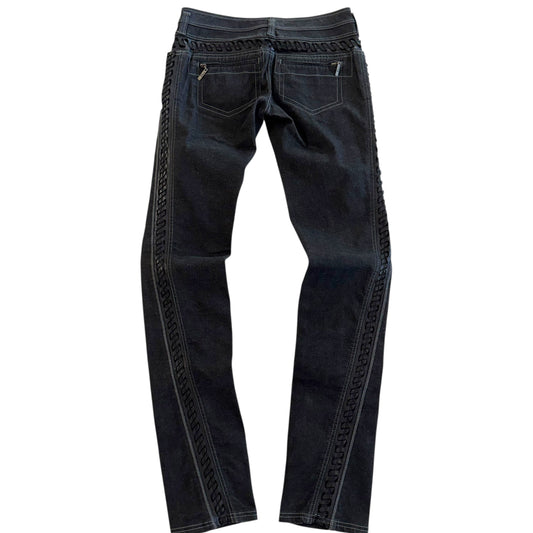Christian Dior F/W 2006 Leather Stitch Trim Low Rise Dark Wash Jeans