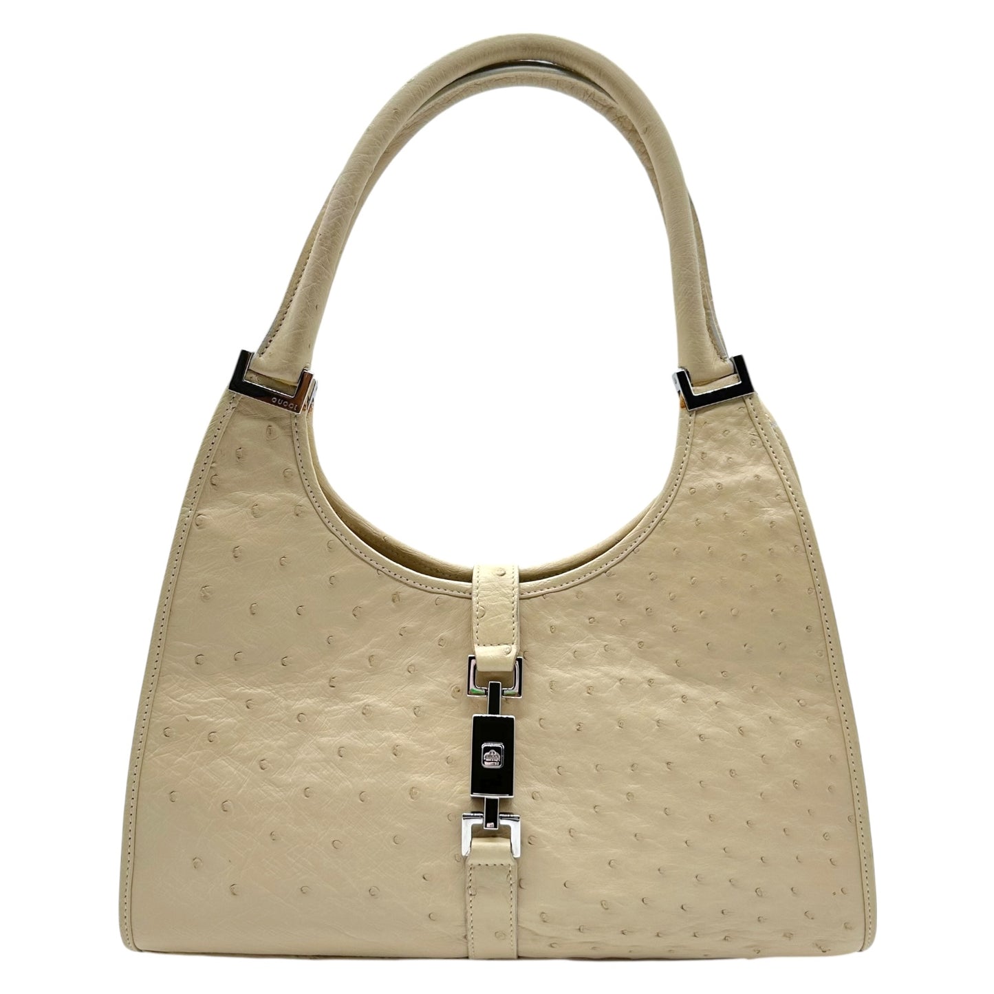 Gucci Ivory Ostrich Leather Jackie Bag
