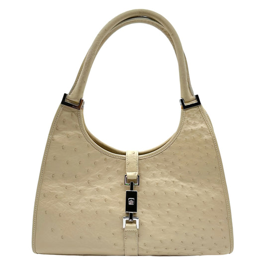 Gucci Ivory Ostrich Leather Jackie Bag