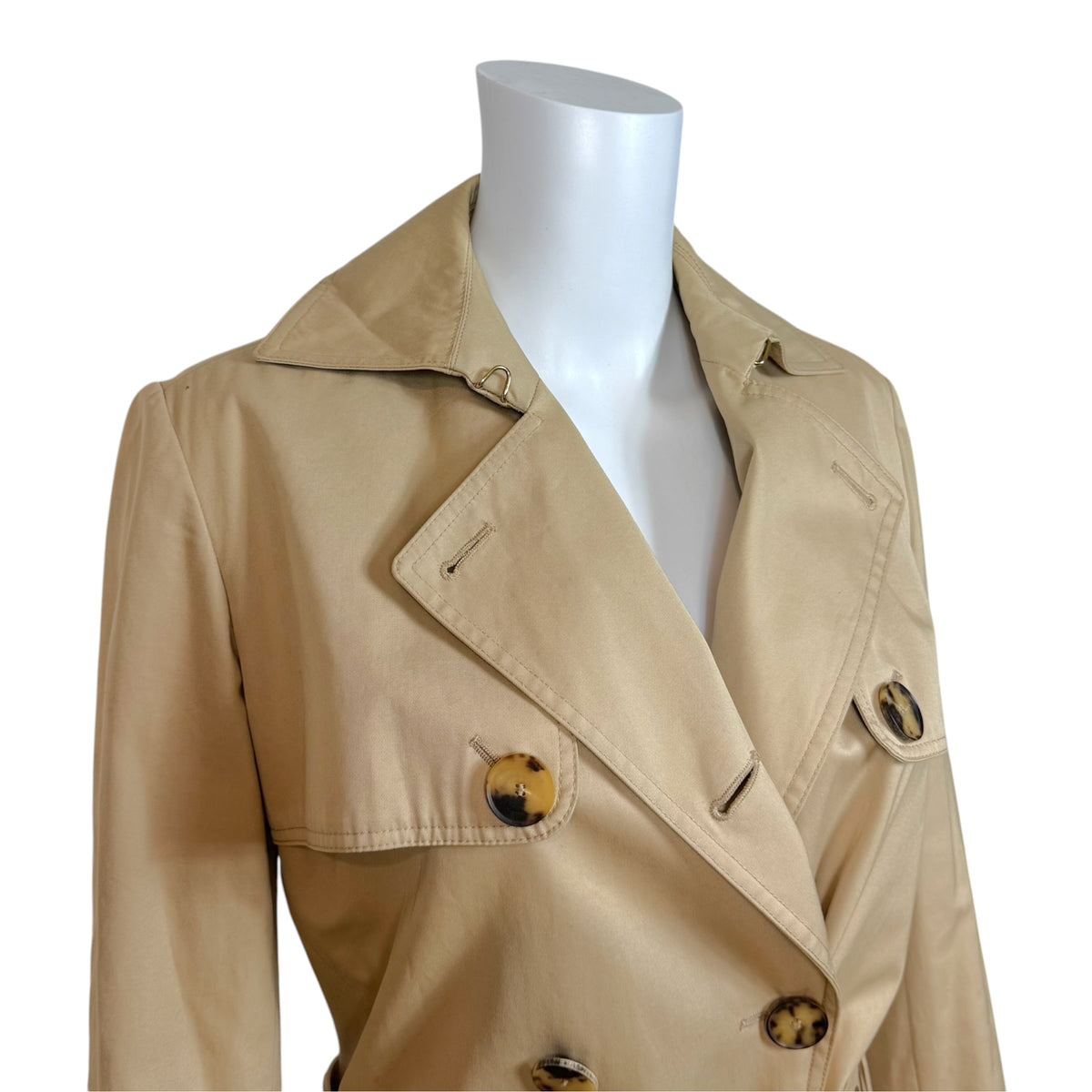 Salvatore Ferragamo Beige Grommet Belt Trench Coat