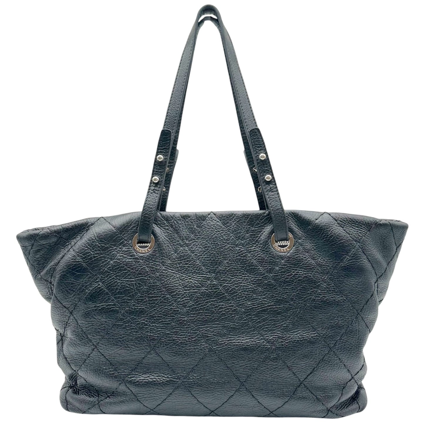 Chanel Black & Silver Matelasse On the Road Tote Bag 2003-04