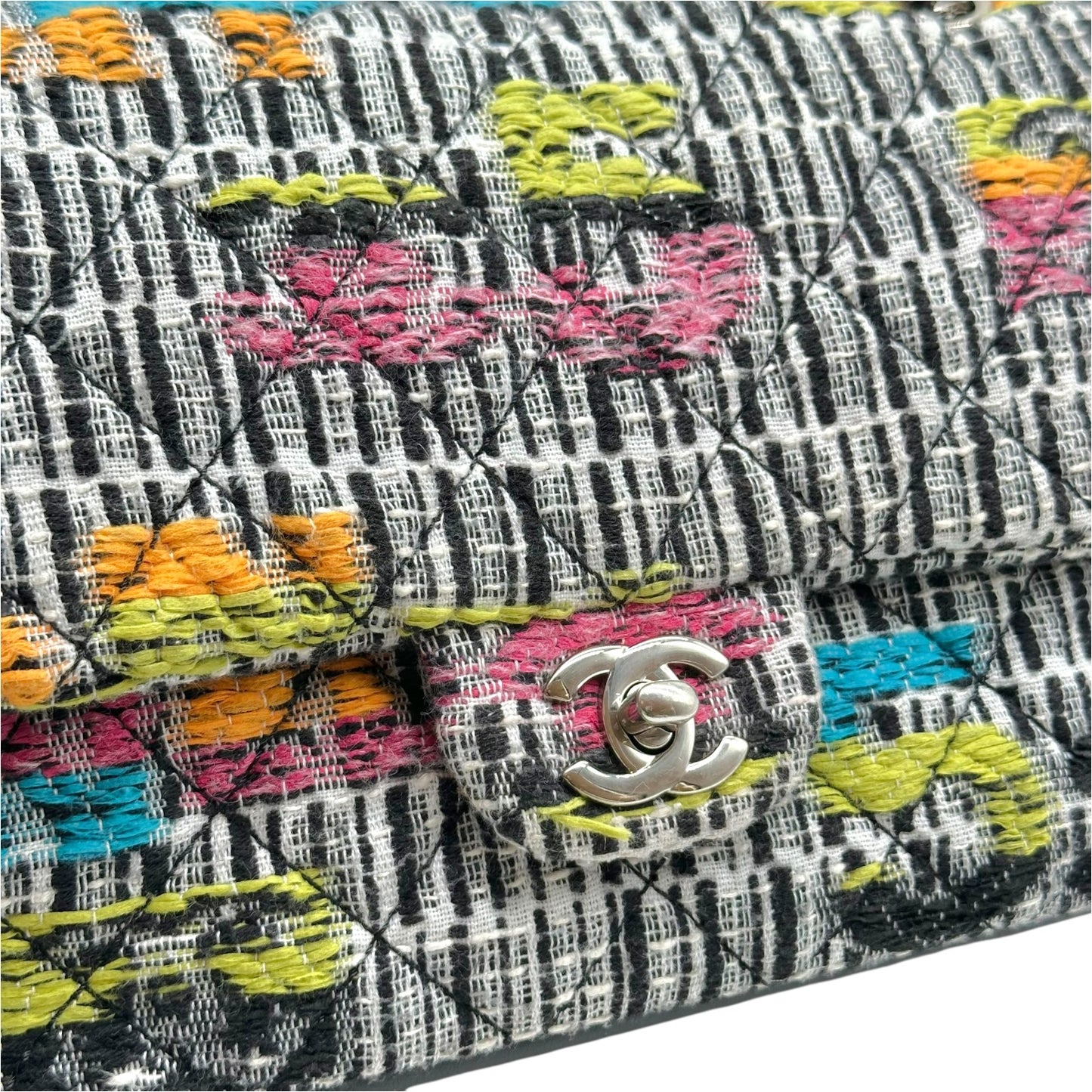 Chanel Multicolor Tweed Logo Medium Flap Bag 2015-16