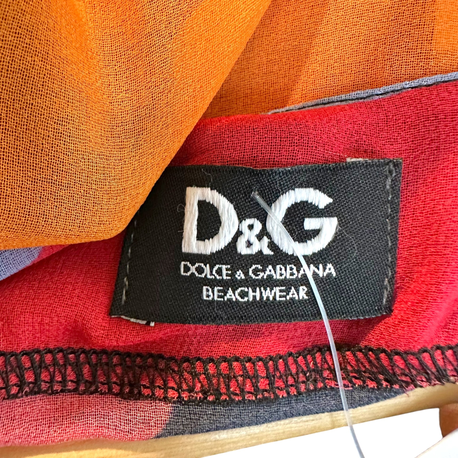 D&G Sheer Silk Mini Dress Abstract Pattern Orange Blue