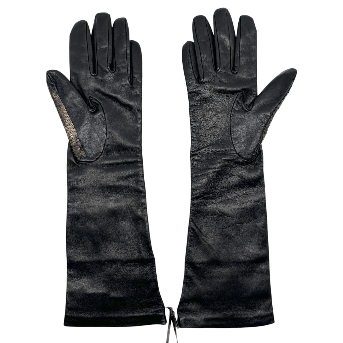 Roberto Cavalli Black Lambskin Sequin Bead Gloves