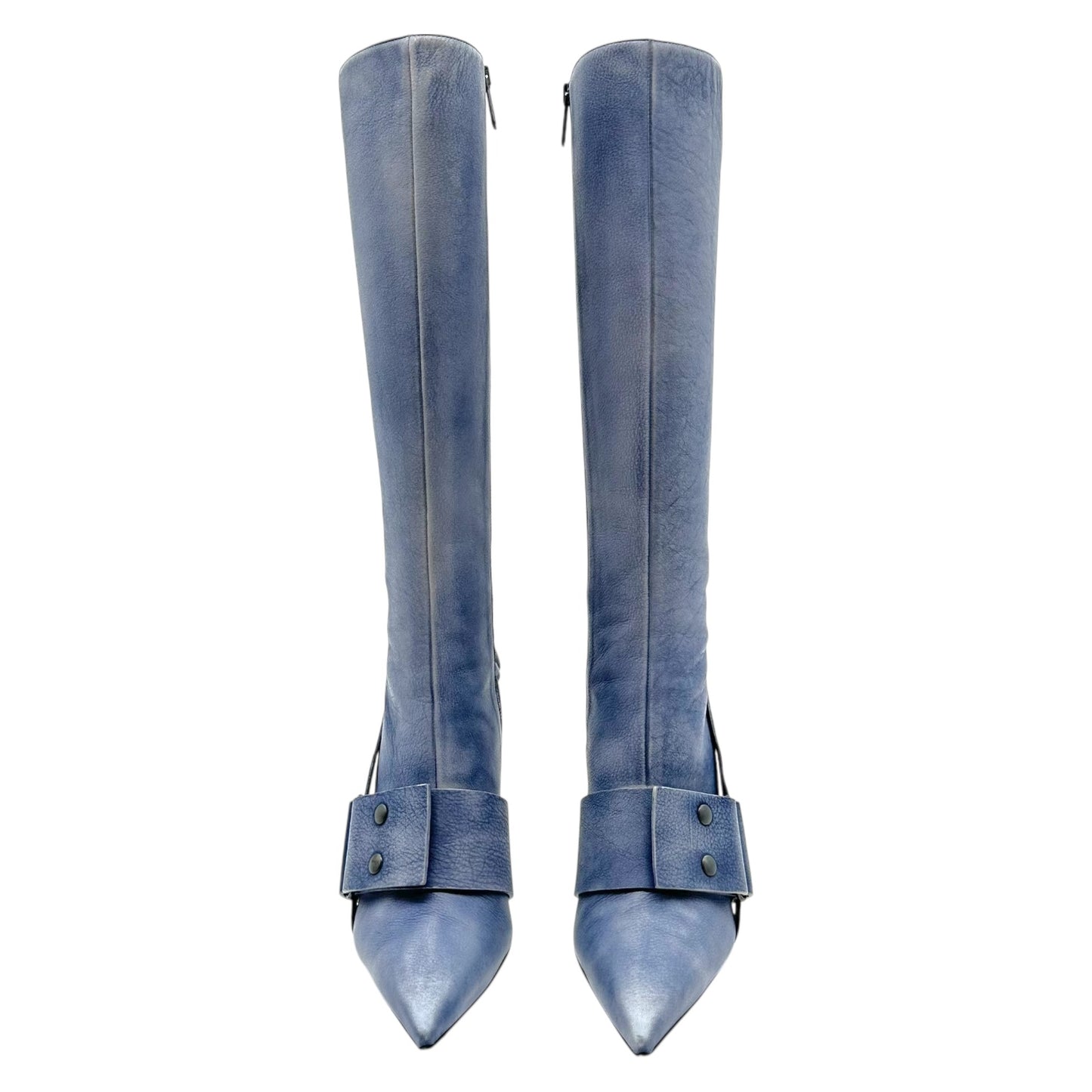 Diesel Light Blue 'Distressed' Pointed Toe Heeled Boots (Current)