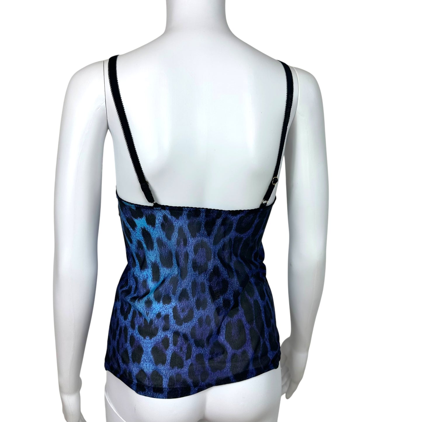 Roberto Cavalli Blue Leopard Print Lace Trim Cami NEW - Outfit Repeater