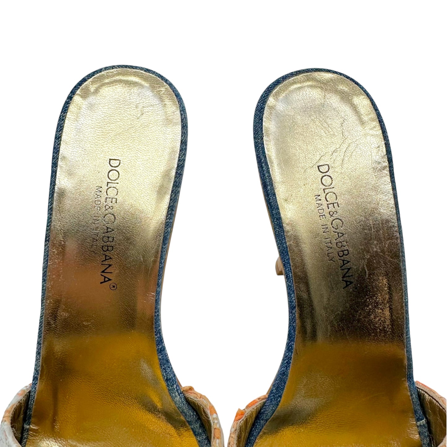 Dolce & Gabbana Denim Wooden Platform Mule Heels