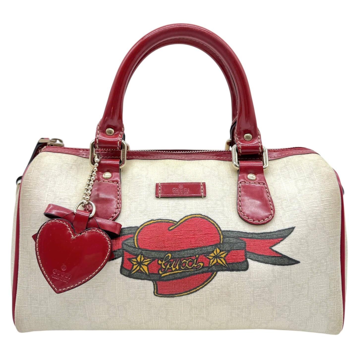 Gucci x UNICEF Red & White Tattoo Heart Mini Boston Bag - Outfit Repeater