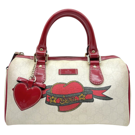 Gucci x UNICEF Red & White Tattoo Heart Mini Boston Bag