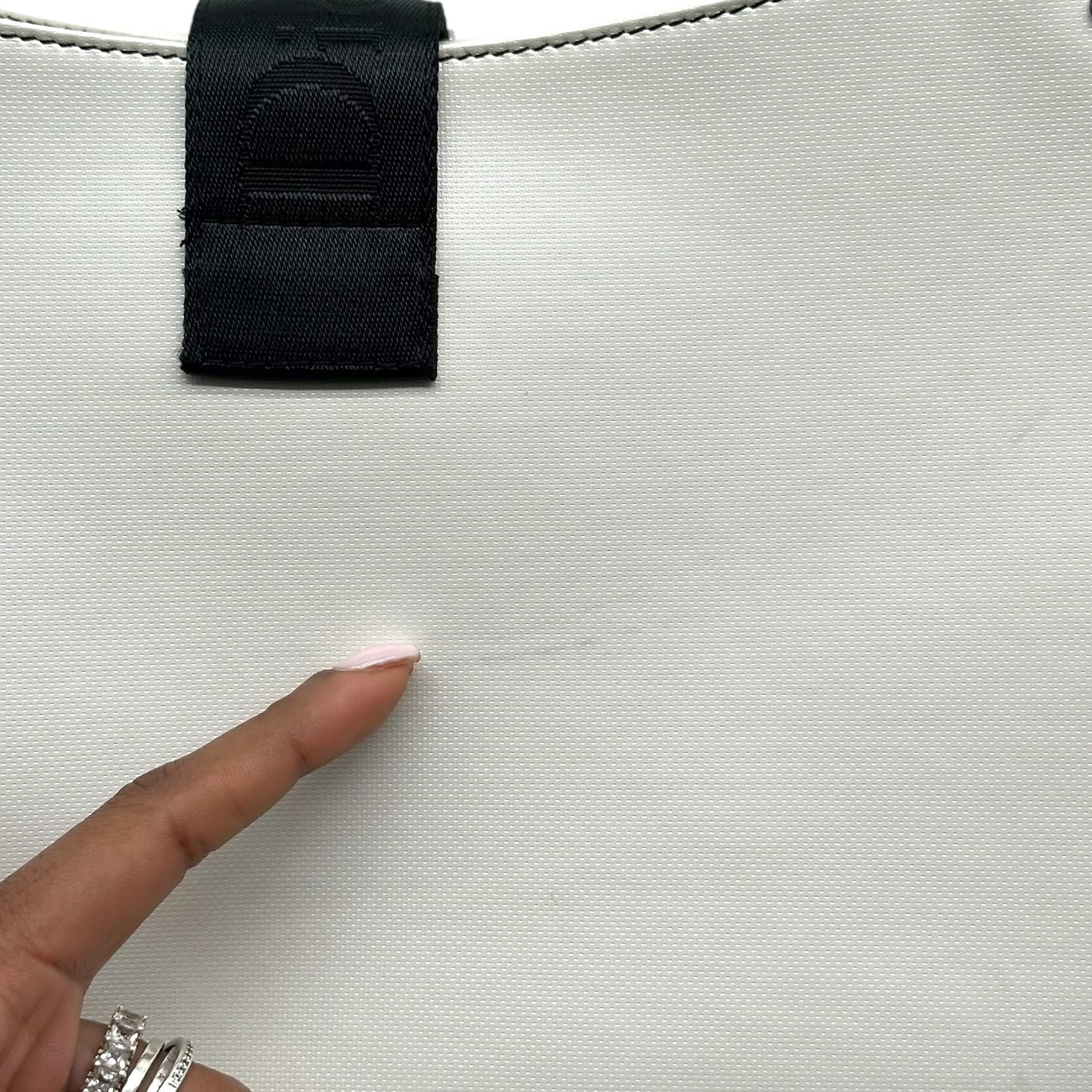 Christian Dior Shoulder Bag White Leather Crystal Accent