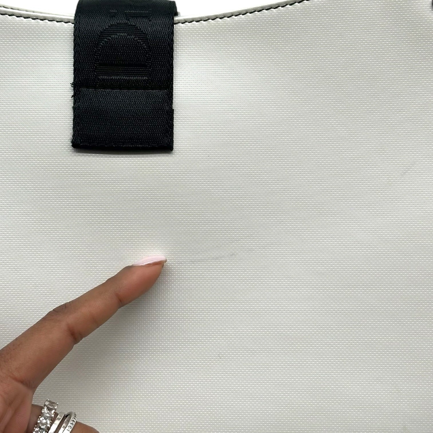Christian Dior Shoulder Bag White Leather Crystal Accent