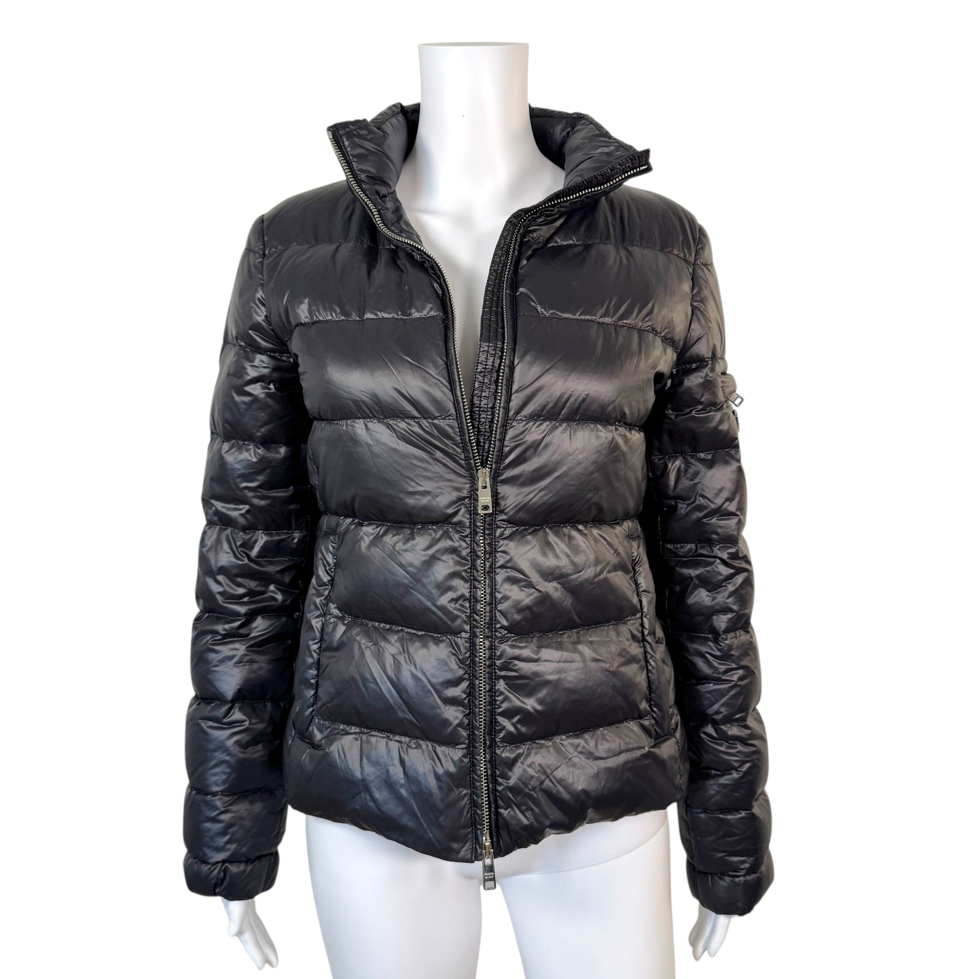 Prada Black Down Fill Quilted Puffer Coat