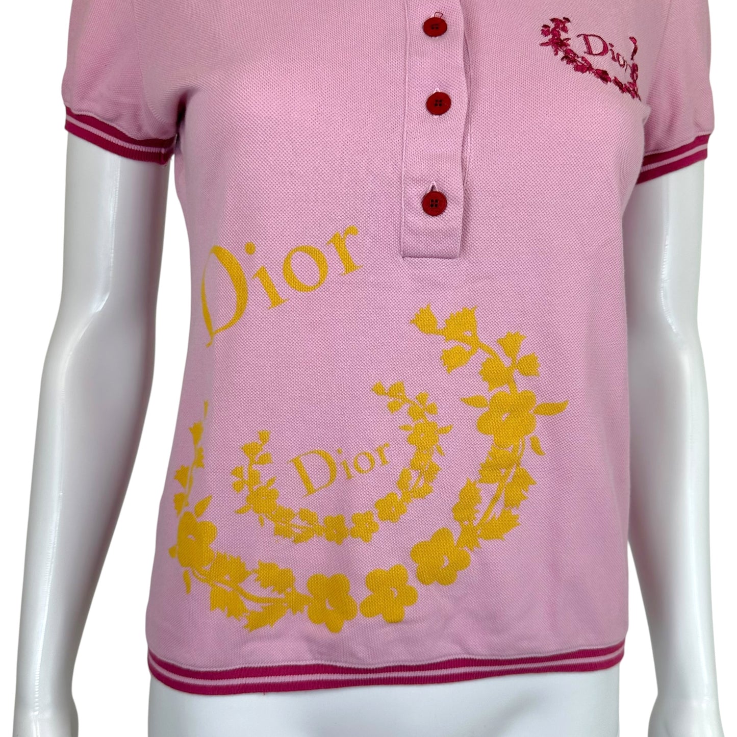 Christian Dior F/W 2004 Light Pink Short Sleeve Logo Polo