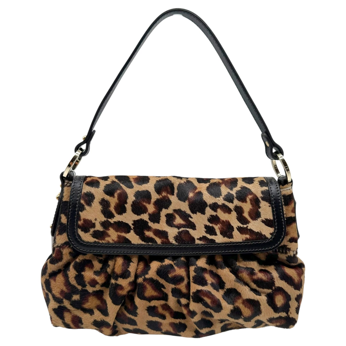Fendi Leopard Print Ponyhair Shoulder Bag