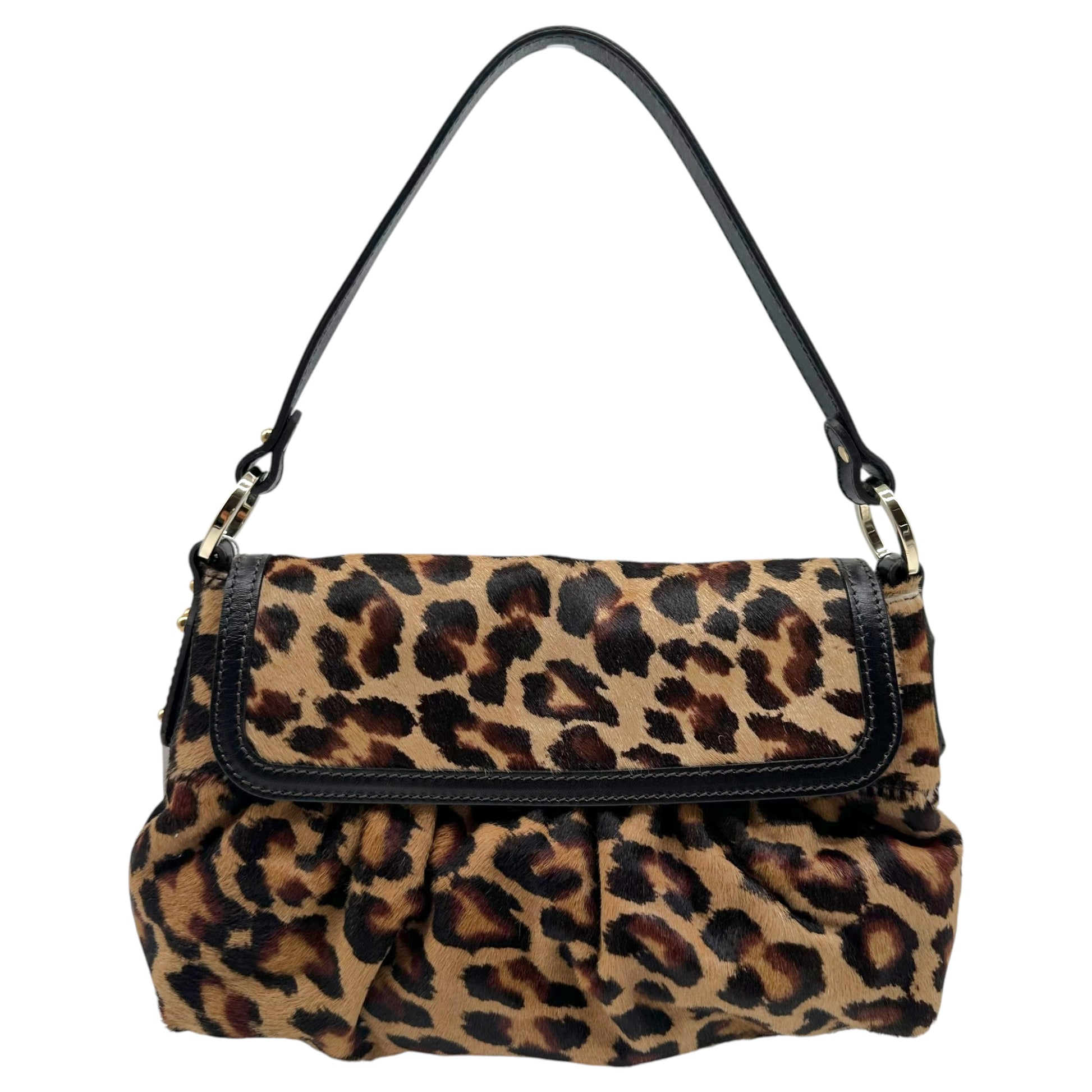 Fendi Leopard Print Ponyhair Shoulder Bag