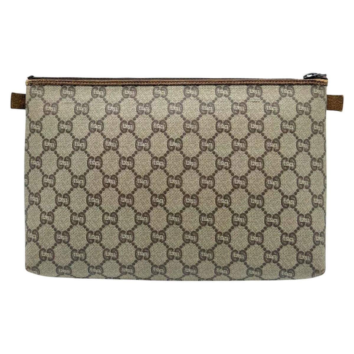 Gucci Plus Beige Monogram Zippered Pouch Bag