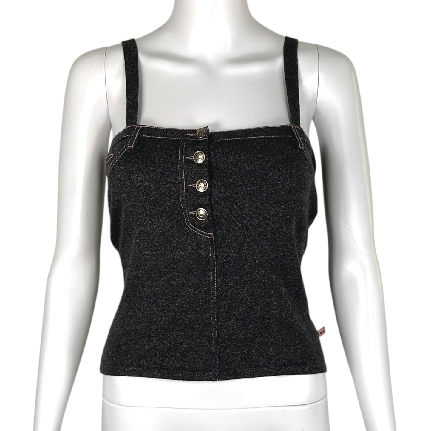 Christian Dior S/S 2003 Pink & Gray 'Denim' Knit Cropped Cami