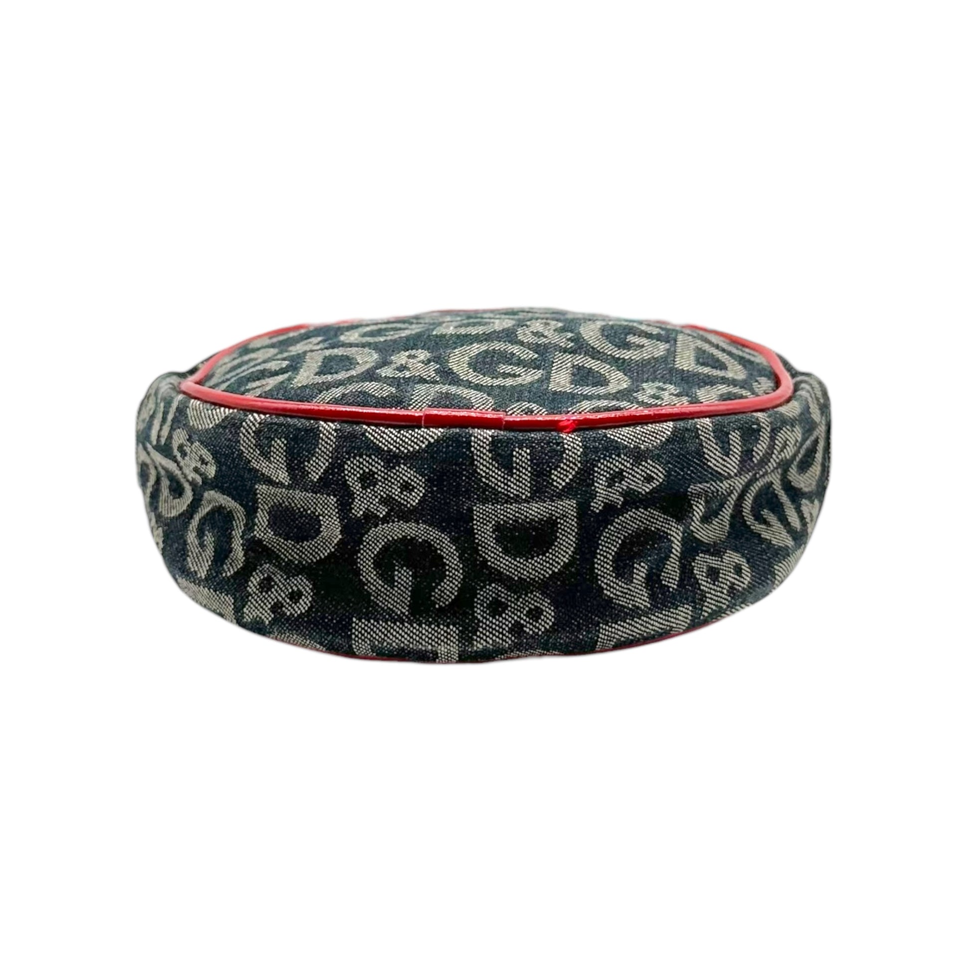 D&G Denim Logo Red Leather Mini Circle Crossbody Bag