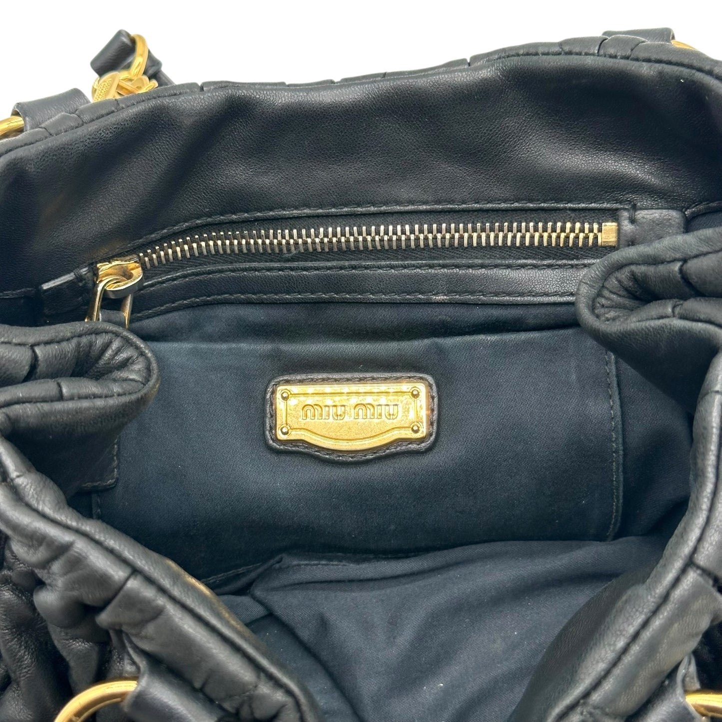 Miu Miu Black & Gold Quilted Matelasse 2-Way Bag