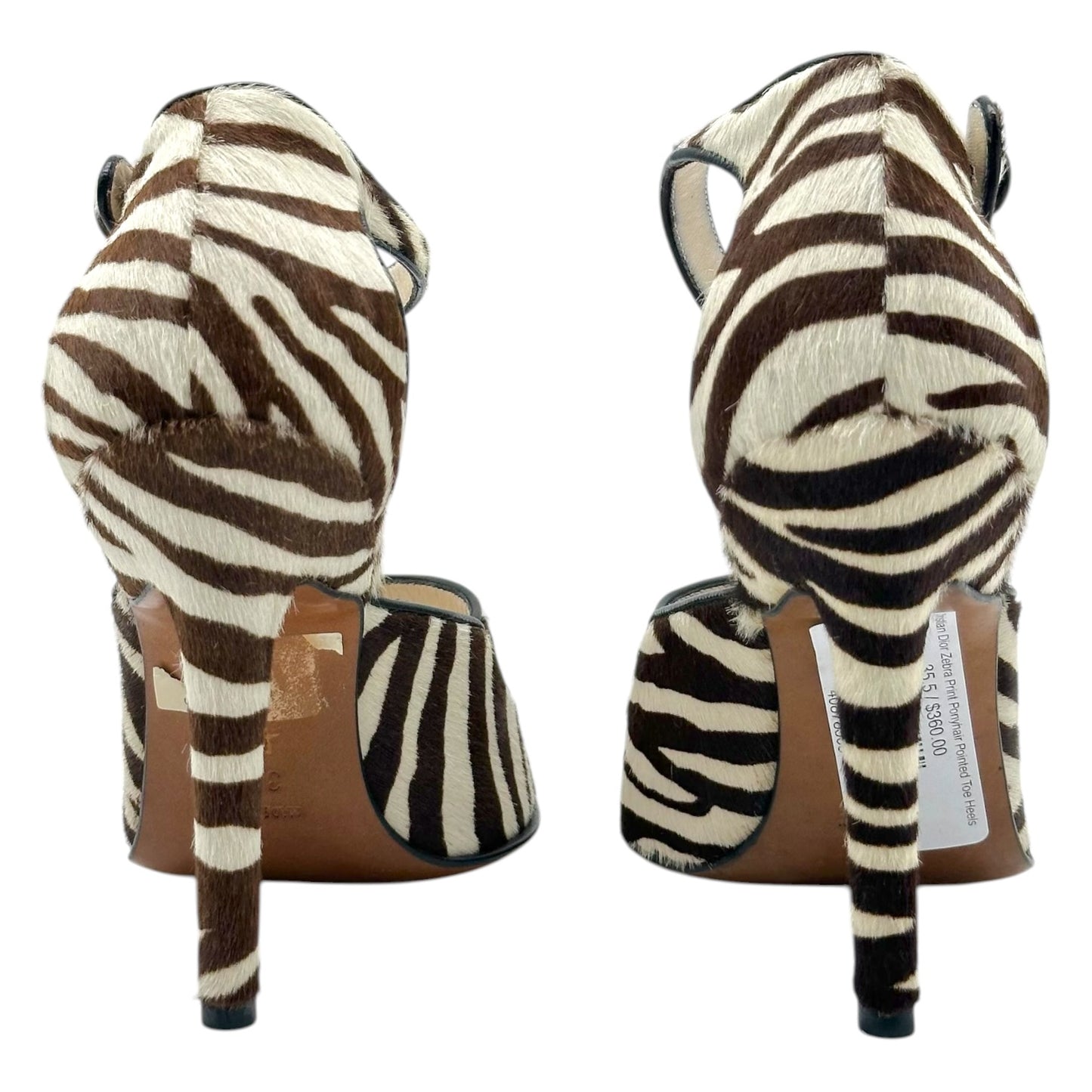 Christian Dior Zebra Print Ponyhair Pointed Toe Heels
