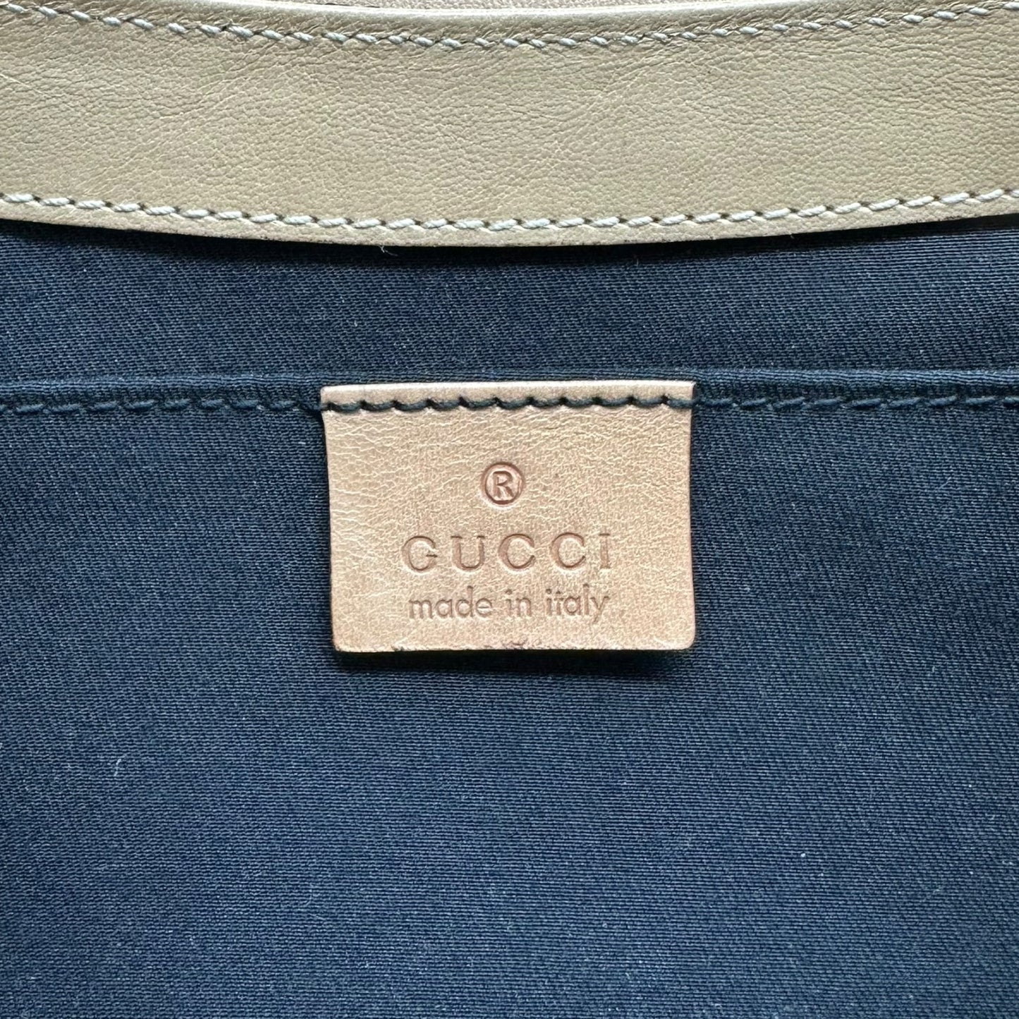 Gucci Black Monogram Canvas & Tan Leather Trim Horsebit Clutch RARE