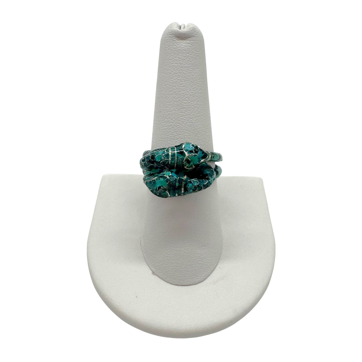Gucci Turquoise Silver Snake Cocktail Ring Size 7.5