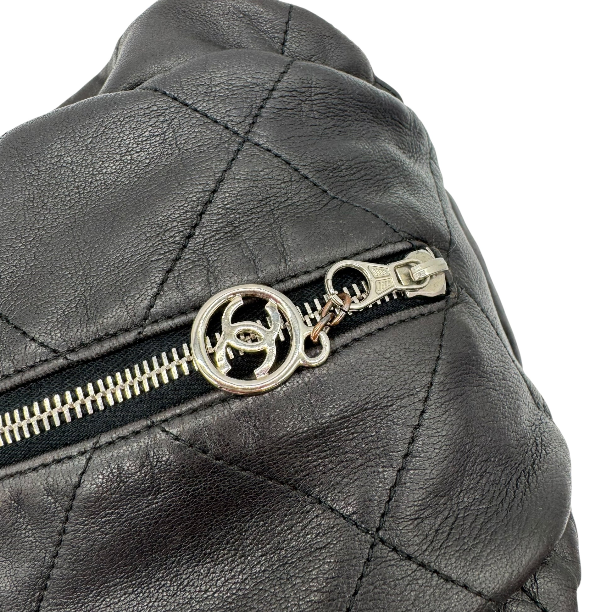 Chanel Black Matelasse Quilted Lambskin Oversized Ring Handle Hobo 1994-96] - Outfit Repeater
