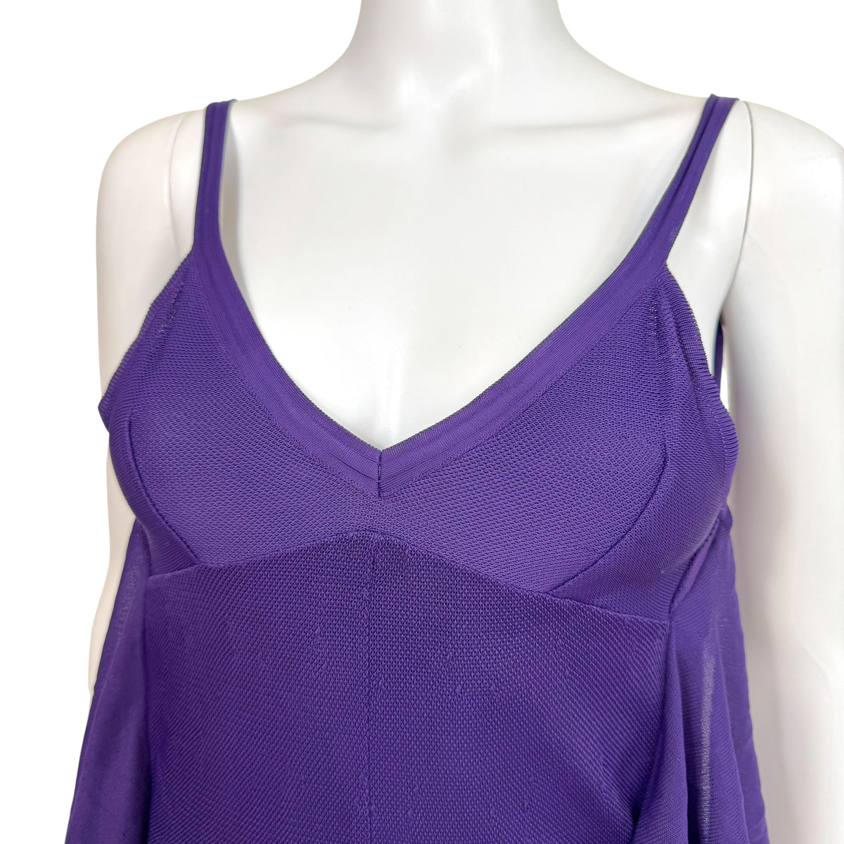 Chanel Spring 2009 Deep Purple Tie-Back Ruffle Knit Midi Dress