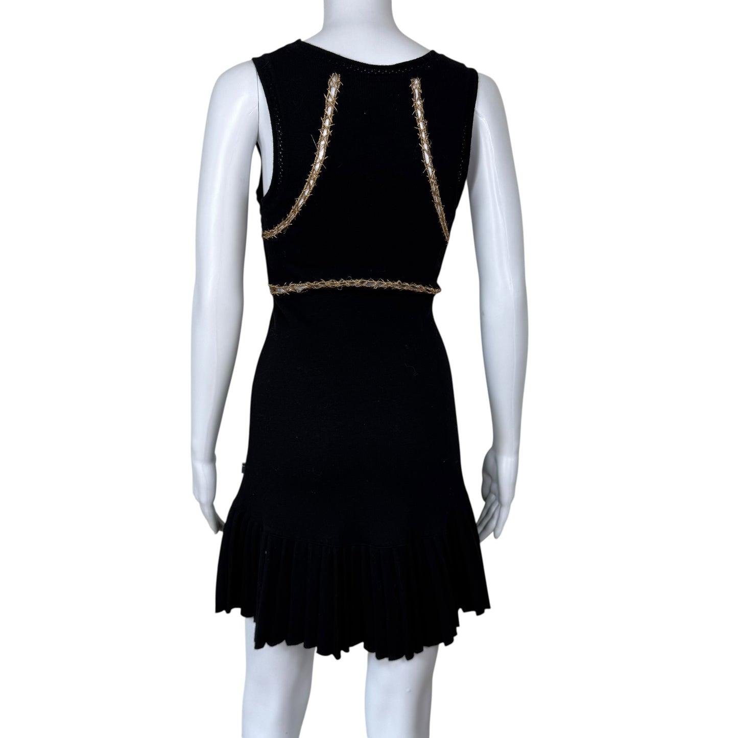 Just Cavalli Roberto Cavalli Black & Gold Knit Sweater Mini Dress