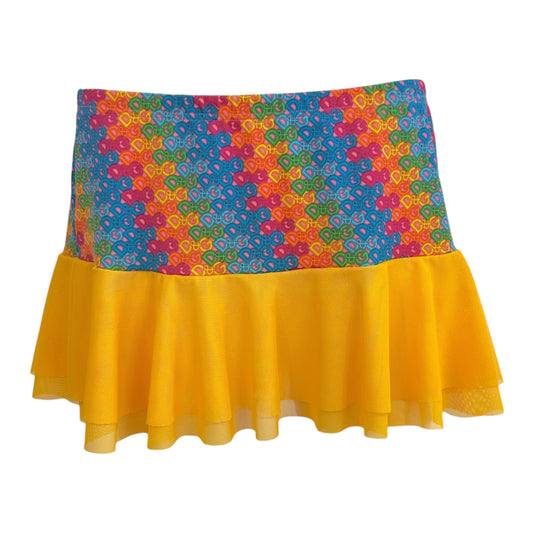 Dolce & Gabbana Rainbow Logo Mini Skirt Yellow Flounce