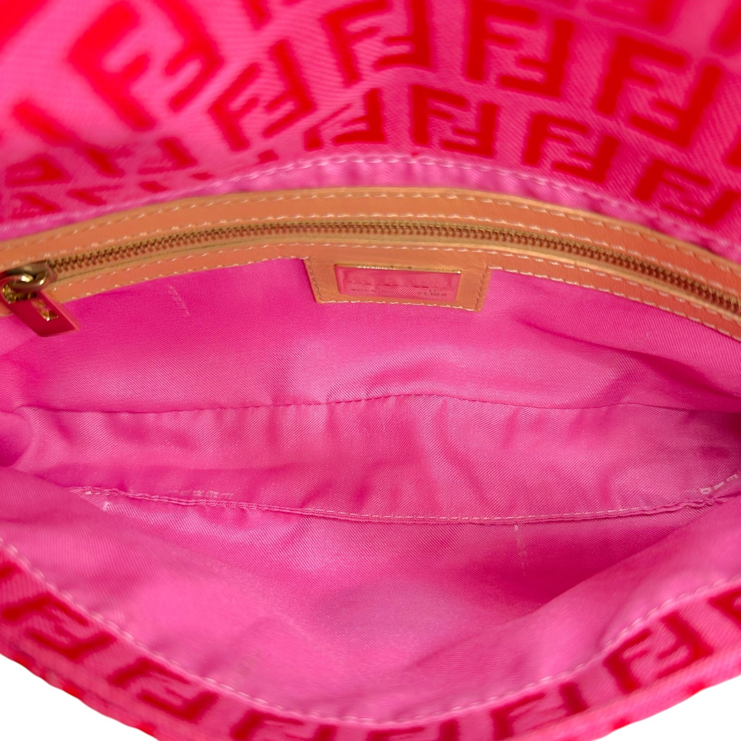 Fendi Baguette Bag Pink Red Zucchino Monogram