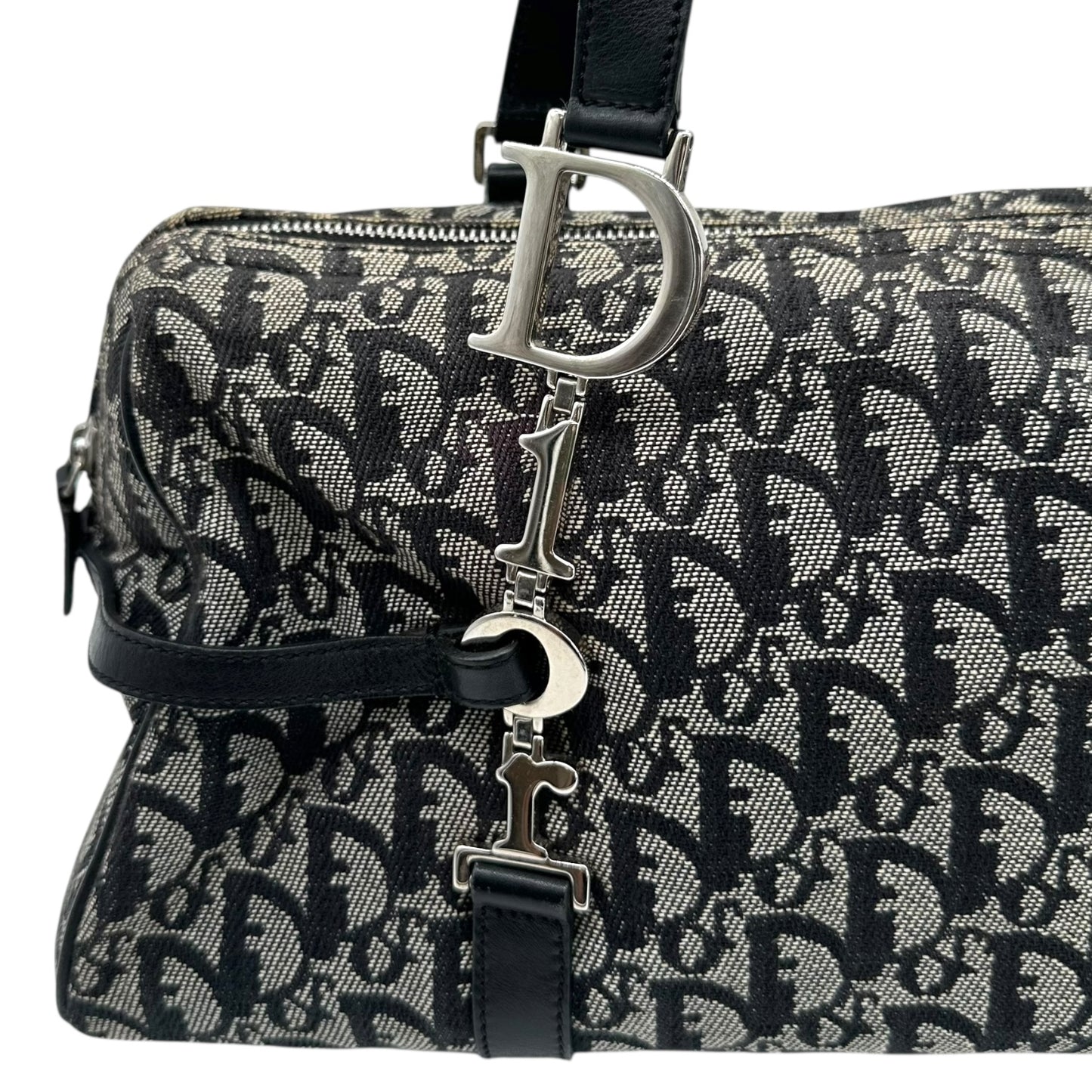 Christian Dior Metal Black Trotter Monogram Logo Charm Shoulder Bag - Outfit Repeater