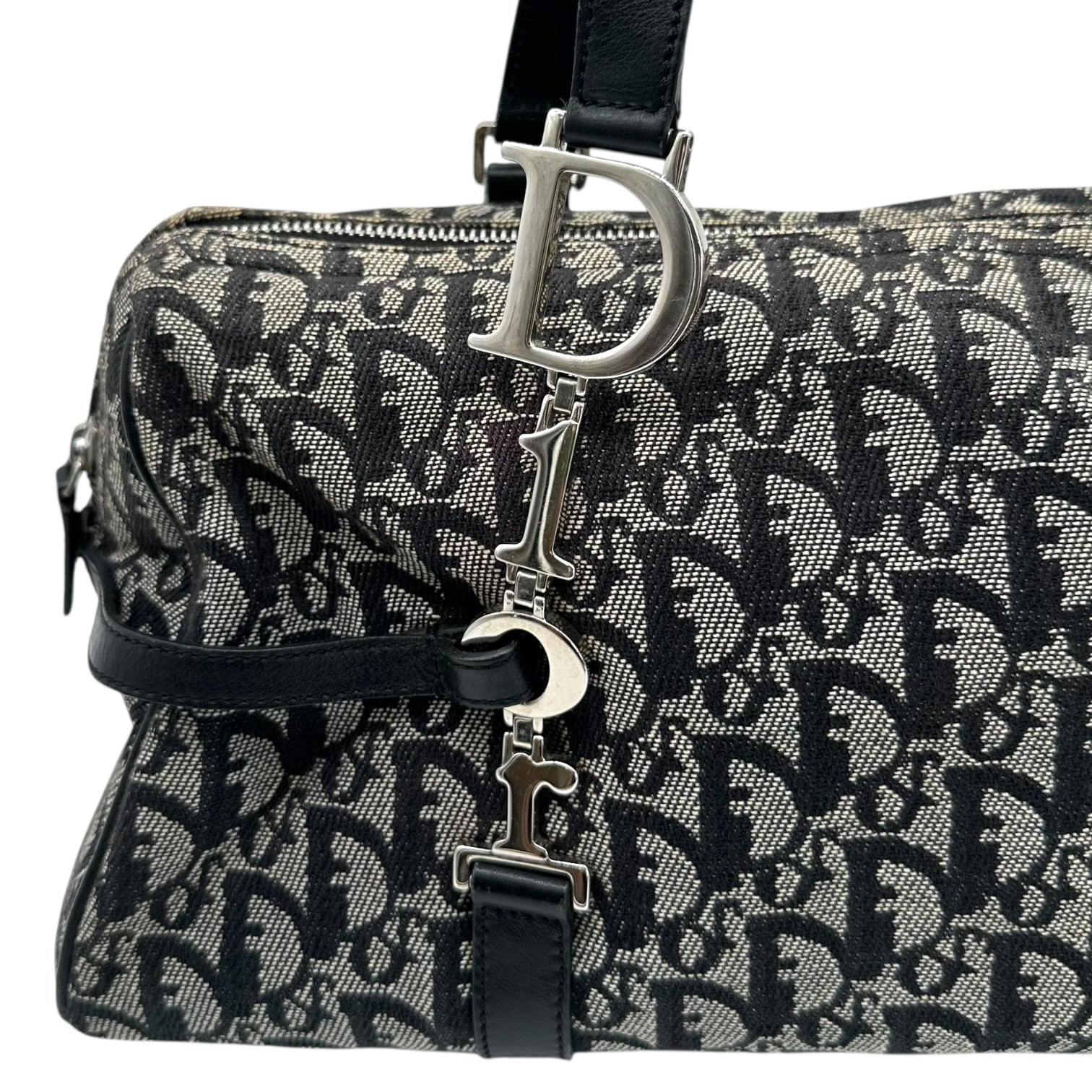 Christian Dior Metal Black Trotter Monogram Logo Charm Shoulder Bag - Outfit Repeater