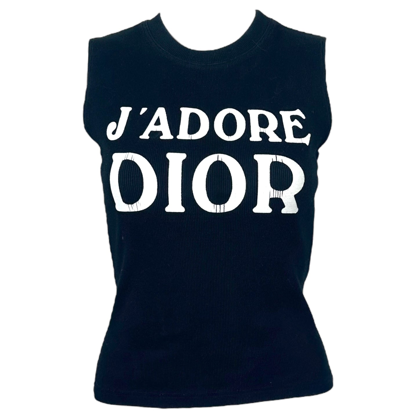 Christian Dior F/W 2003 J'Adore Dior Black & White Ribbed Tank Top