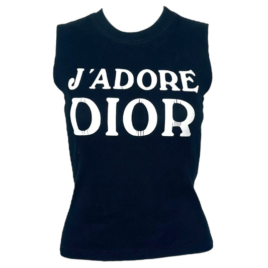 Christian Dior F/W 2003 J'Adore Dior Black & White Ribbed Tank Top