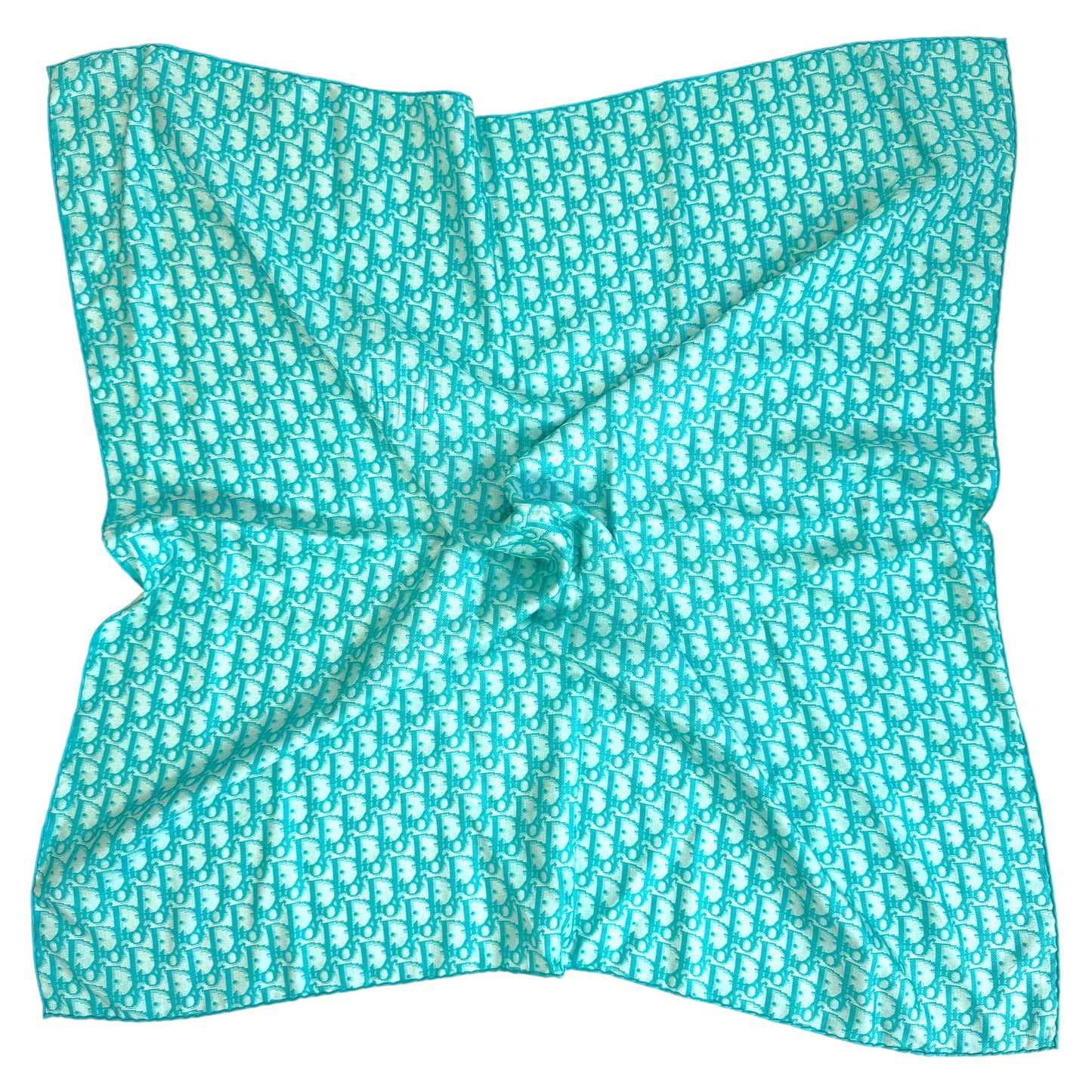 Christian Dior Turquoise Trotter Monogram Silk Square Scarf