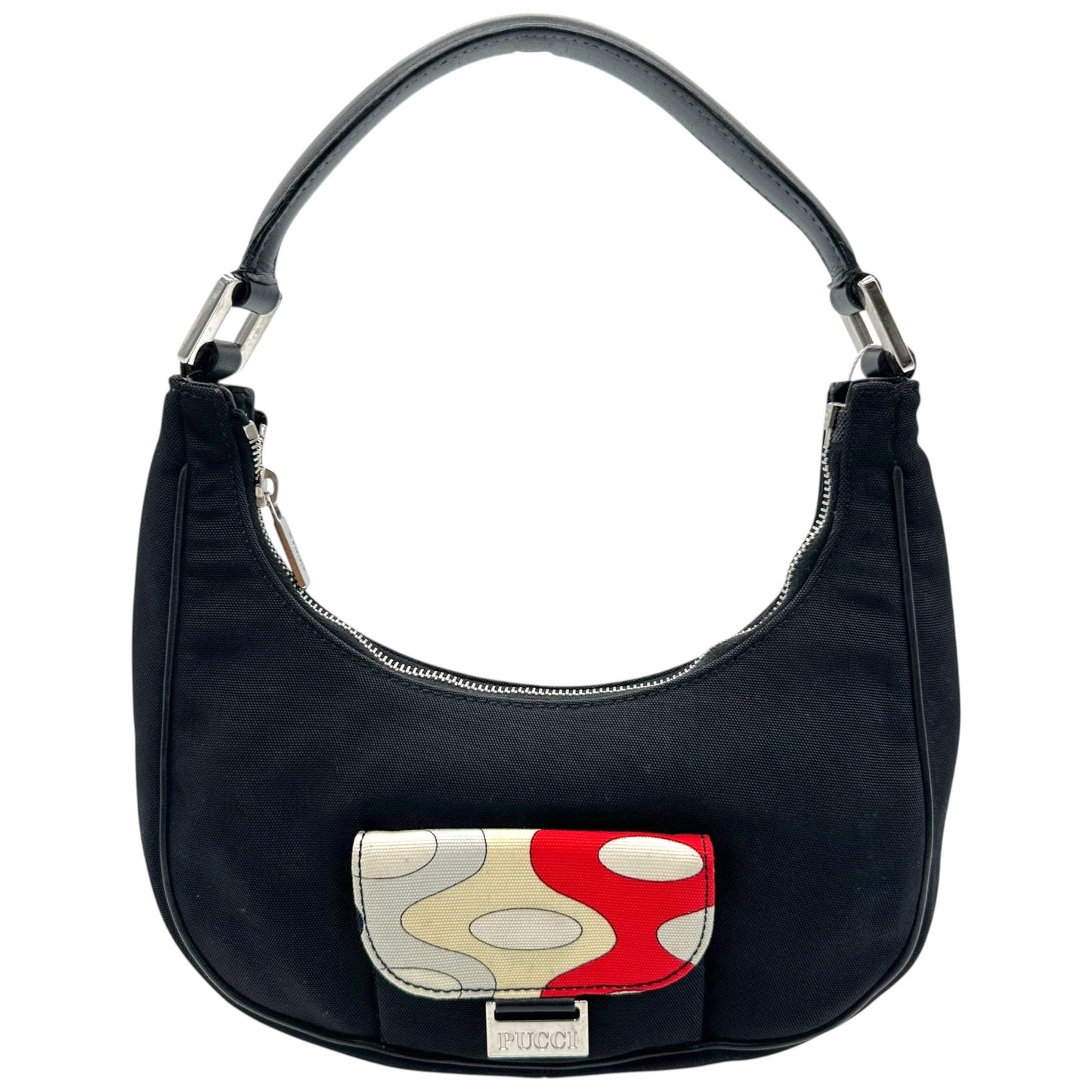 Emilio Pucci Black Crescent Mini Bag w/ Printed Pocket - Outfit Repeater