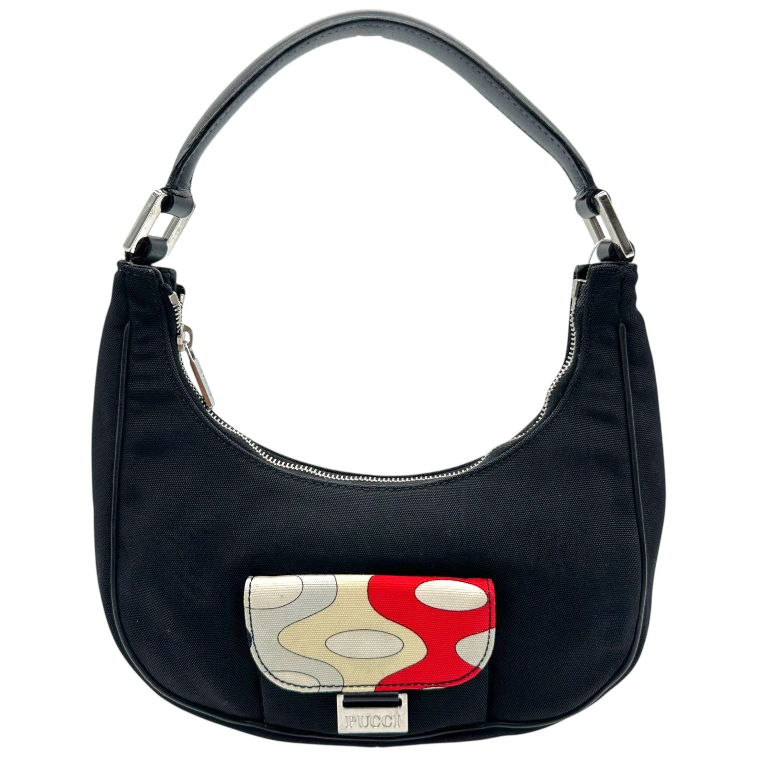 Emilio Pucci Black Crescent Mini Bag w/ Printed Pocket - Outfit Repeater