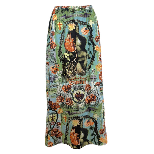 Jean Paul Gaultier Multicolor Tattoo Print Maxi Skirt