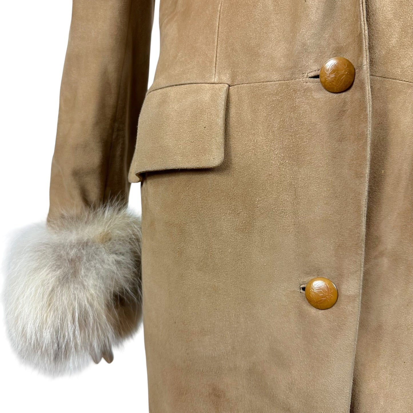 Loewe Fur Cuff Tan Suede Trench Coat - Outfit Repeater