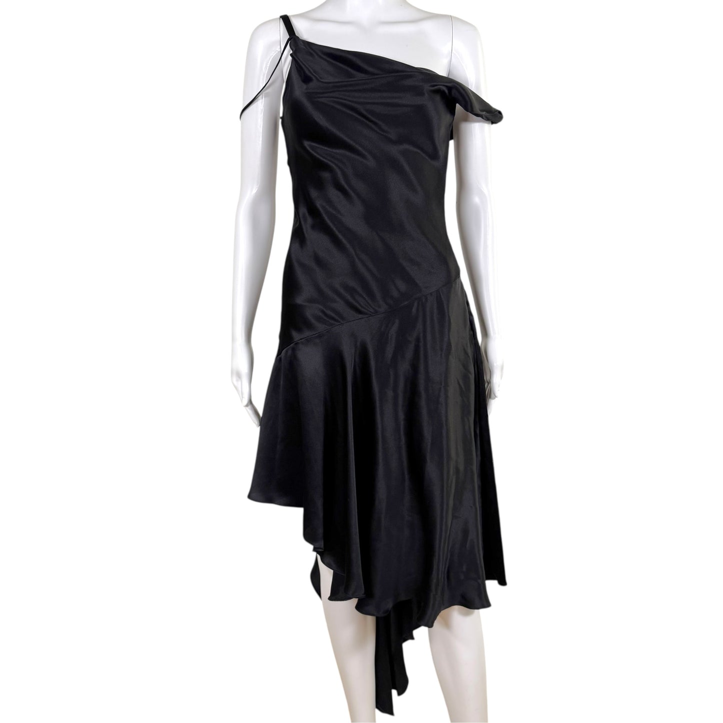 Dolce & Gabbana Black Silk Asymmetrical Midi Dress