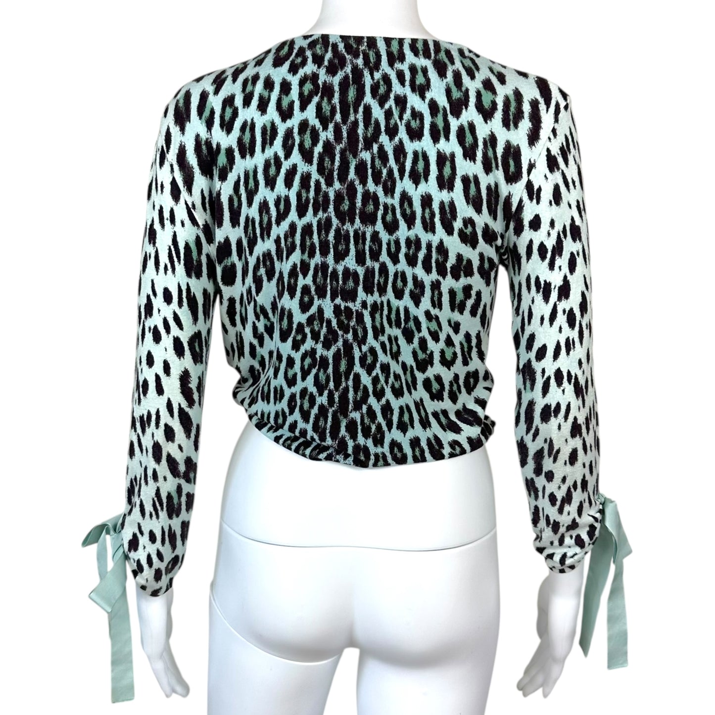 Blumarine Blue Leopard Print Knit Wrap Top