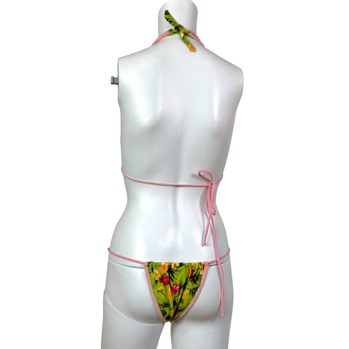 Dolce & Gabbana Pink Green Hawaiian Print Bikini Set