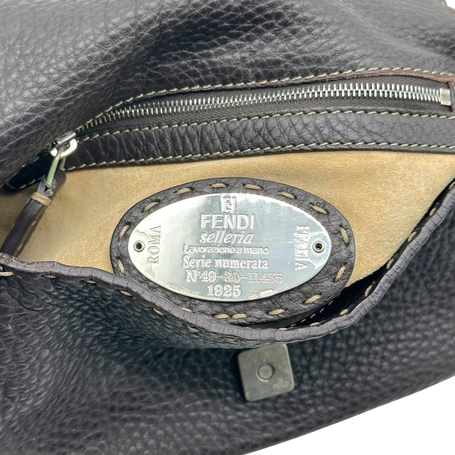 Fendi Brown Leather Selleria Mini Mama Baguette